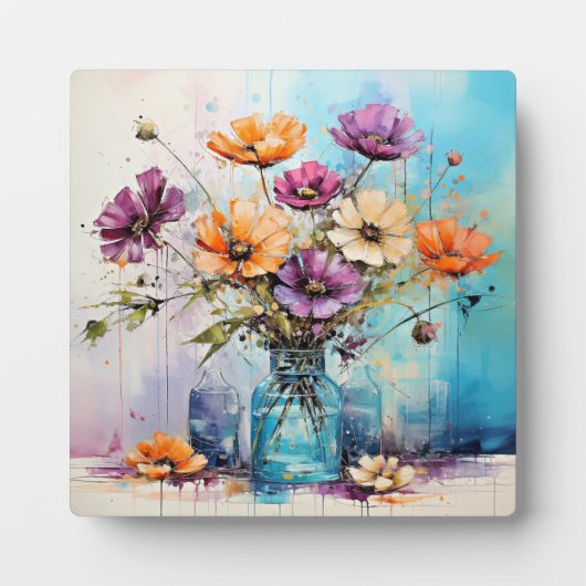 Wasserfarbene Frühlingsblumen Fotoplatte (Vorderseite)