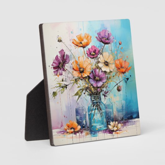 Wasserfarbene Frühlingsblumen Fotoplatte (Vorderseite)