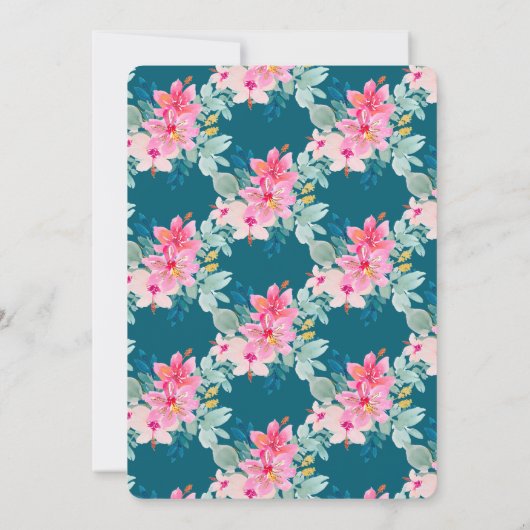 Wasserfarbene Frühlingsblumen Grün Süß 16 Einladung (Rückseite)