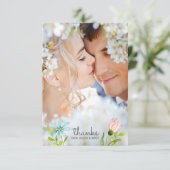 Wasserfarbene Frühlingsblumen | Hochzeitsstift Fot Dankeskarte (Stehend Vorderseite)