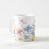 Wasserfarbene Frühlingsblumen Kaffeetasse (Vorderseite Links)