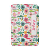 Wasserfarbene Frühlingsblumen mit Namen Elegant Badematte (Vorderseite Vertikal)