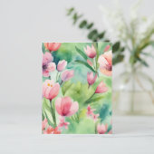 Wasserfarbene Frühlingsblumen Postkarte (Stehend Vorderseite)