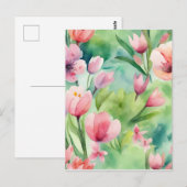 Wasserfarbene Frühlingsblumen Postkarte (Vorne/Hinten)