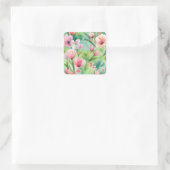 Wasserfarbene Frühlingsblumen Quadratischer Aufkleber (Tasche)