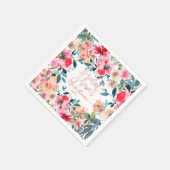 Wasserfarbene Frühlingsblumen, Rotes Ombre Serviette (Ecke)