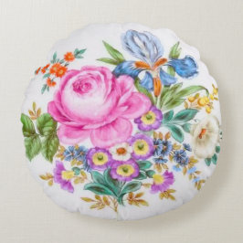 Wasserfarbene Frühlingsblumen Rundes Kissen