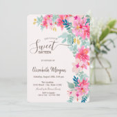 Wasserfarbene Frühlingsblumen Süß 16 Einladung (Stehend Vorderseite)