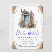 Wasserfarbene Frühlingsblumen Tür neue Zuhause Ankündigung (Vorderseite)