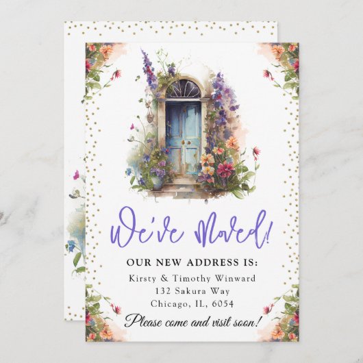 Wasserfarbene Frühlingsblumen Tür neue Zuhause Ankündigung (Vorne/Hinten)