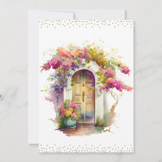 Wasserfarbene Frühlingsblumen Tür neue Zuhause Ankündigung (Rückseite)