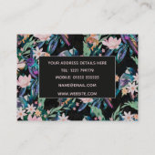 Wasserfarbene Frühlingsblumen Vögel Schwarzes Must Visitenkarte (Rückseite)