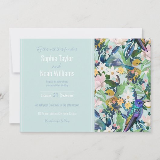 Wasserfarbene Frühlingsblumen Vogelmuster (Vorderseite)