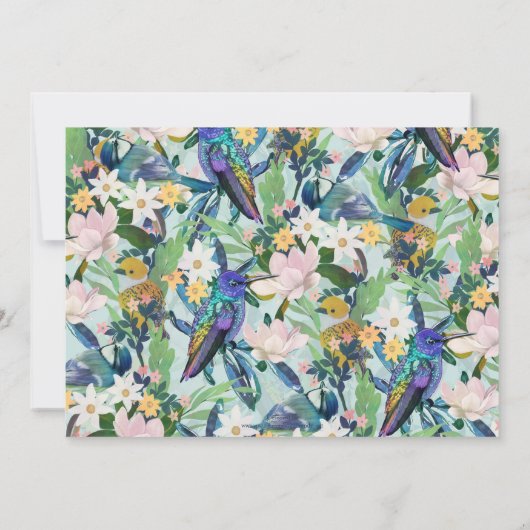 Wasserfarbene Frühlingsblumen Vogelmuster (Rückseite)