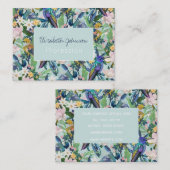 Wasserfarbene Frühlingsblumen Vogelmuster Visitenkarte (Vorne/Hinten)