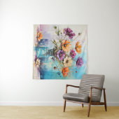 Wasserfarbene Frühlingsblumen Wandteppich (Beispiel (Horizontal))