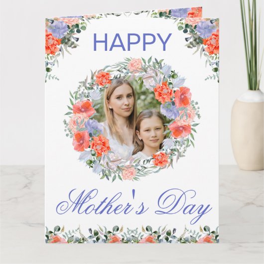 Wasserfarbene Frühlingsblumen Wreath Mother Day Karte (Vorderseite)