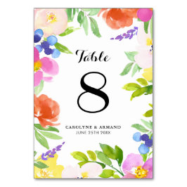 Wasserfarbene Frühlingsblüten Blütenblüten Tischnu Tischnummer