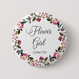 Wasserfarbene Frühlingsblütenblume Mädchen Button