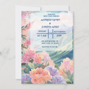 Wasserfarbene Frühlingsgebirge Hochzeit Invita Einladung