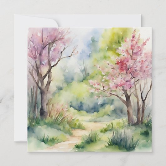 Wasserfarbene Frühlingslandschaft Einladung (Vorderseite)