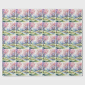 Wasserfarbene Frühlingslandschaft Geschenkpapier (Flach)