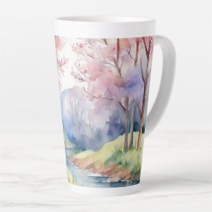Wasserfarbene Frühlingslandschaft Milchtasse