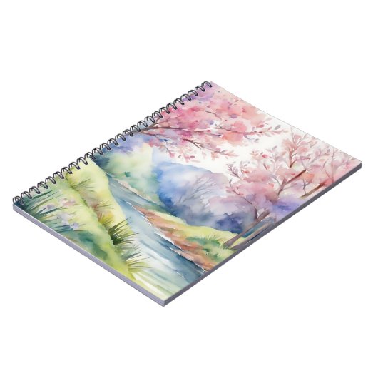 Wasserfarbene Frühlingslandschaft Notizblock (Linke Seite)