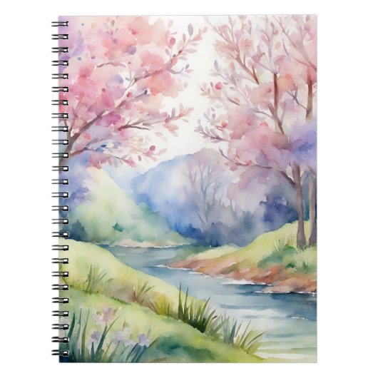 Wasserfarbene Frühlingslandschaft Notizblock (Vorderseite)