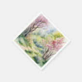 Wasserfarbene Frühlingslandschaft Serviette (Ecke)