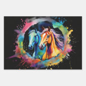 Wasserfarbene Galopp Pferde im Freien Geschenkpapier Set (Vorderseite 3)