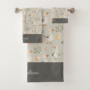 Wasserfarbene Gänse - Set für Handtuchhalter