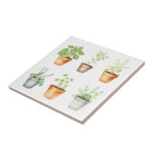 Wasserfarbene gegossene Kräuter auf Cremes Hinterg Fliese (Seite)