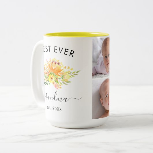 Wasserfarbene Gelbe Blüten 4 Benutzerdefiniertes F Zweifarbige Tasse (Vorderseite Links)