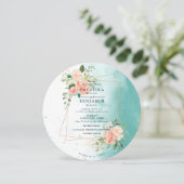 Wasserfarbene geometrische Blütenfarbe Rosa Blumen Einladung (Stehend Vorderseite)