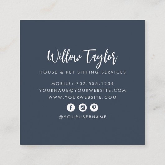 Wasserfarbene gepolsterte Hauspflanzen Unterschrif Quadratische Visitenkarte (Rückseite)