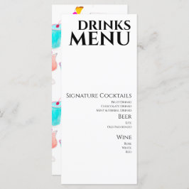 Wasserfarbene Getränke Cocktail Weinkarte für Hoch Menükarte