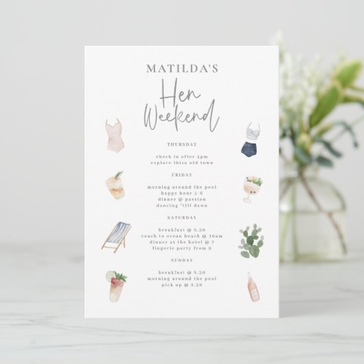 Wasserfarbene Getränke Hen Wochenendreise (Stehend Vorderseite)