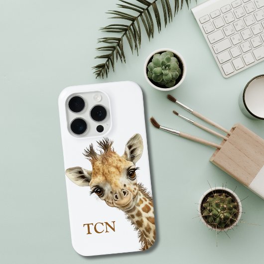 Wasserfarbene Giraffe mit Monogramm-Anfangsbuchsta Case-Mate iPhone Hülle