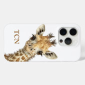 Wasserfarbene Giraffe mit Monogramm-Anfangsbuchsta Case-Mate iPhone Hülle (Rückseite (Horizontal))