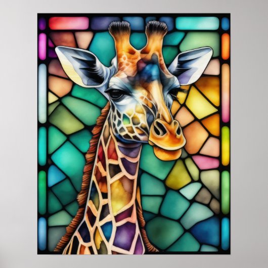 Wasserfarbene Giraffe Poster (Vorne)