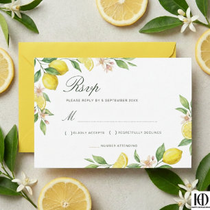 Wasserfarbene Girlande Mediterrane Zitrus-Hochzeit RSVP Karte