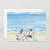 Wasserfarbene Girls am Strand Postkarte (Vorne/Hinten)