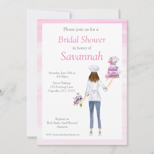 Wasserfarbene Girls Backen Brautparty Einladung (Vorderseite)