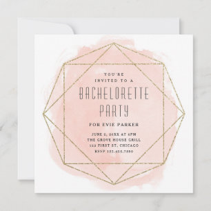 Wasserfarbene Glitter-Pink-Junggesellinnen-Abschie Einladung