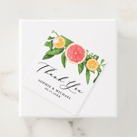 Wasserfarbene Grapefruits und Orangen Sommerhochze Geschenkanhänger (Beispiel)