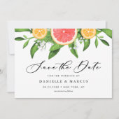 Wasserfarbene Grapefruits und Orangen Sommerhochze Save The Date (Vorderseite)
