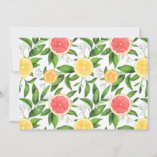 Wasserfarbene Grapefruits und Orangen Sommerhochze Save The Date (Rückseite)