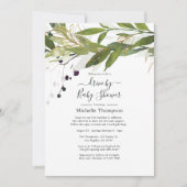 Wasserfarbene Grünanlage mit Bridal- oder Babydusc Einladung (Vorderseite)