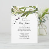 Wasserfarbene Grünanlage mit Bridal- oder Babydusc Einladung (Stehend Vorderseite)